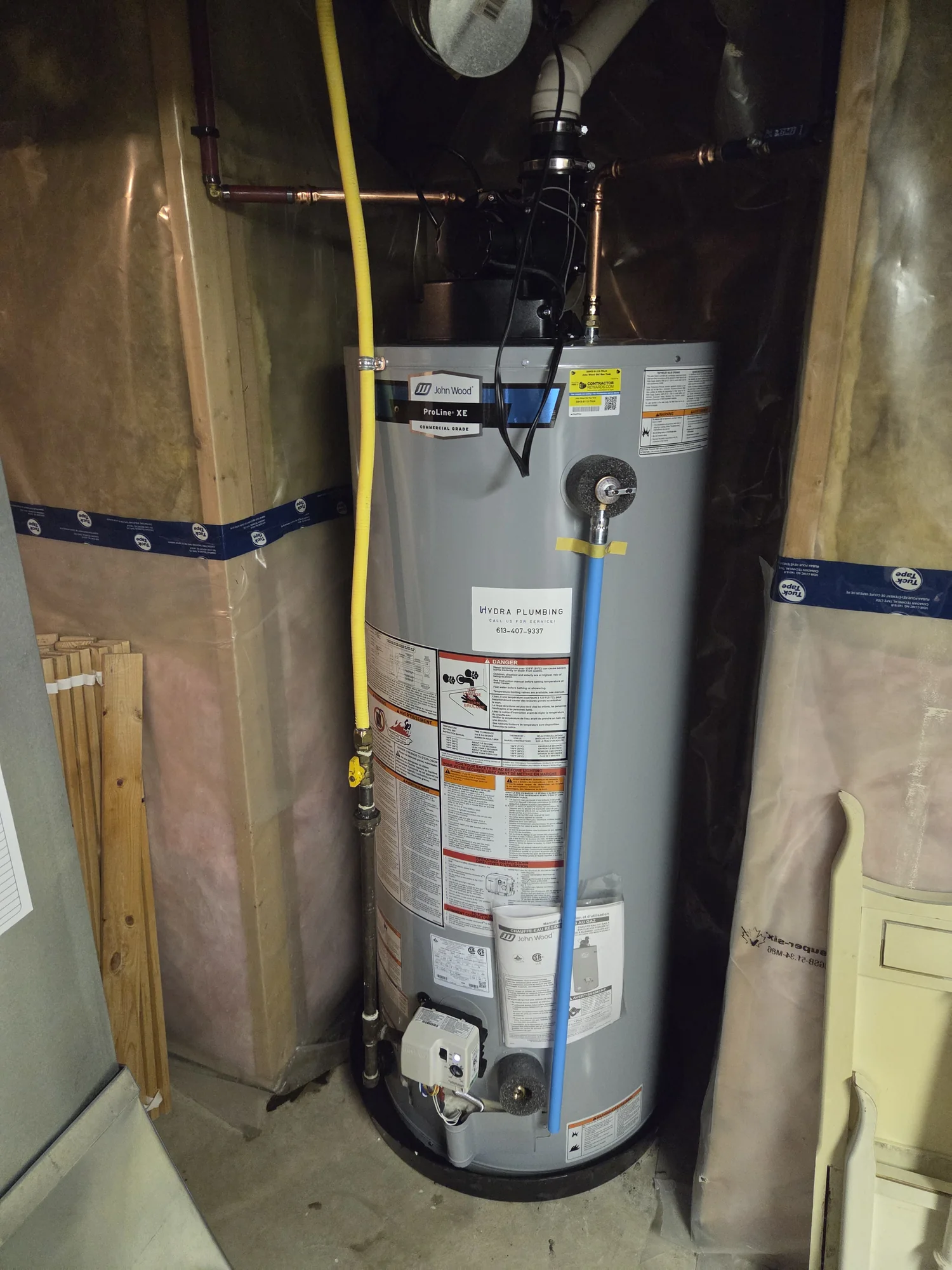 Gas water heater with copper water supply and venting