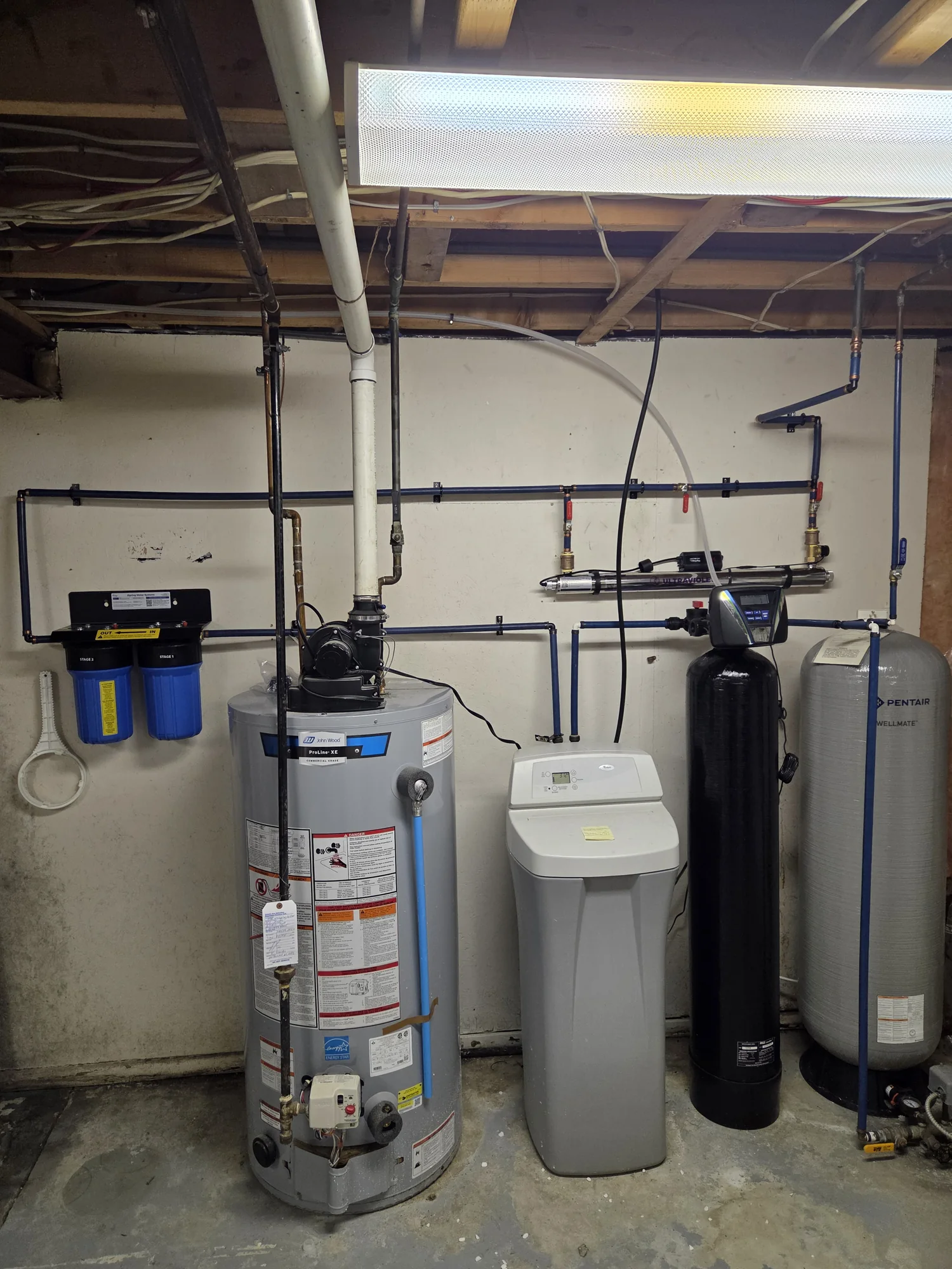 Water heater with water softener and filtration equipment
