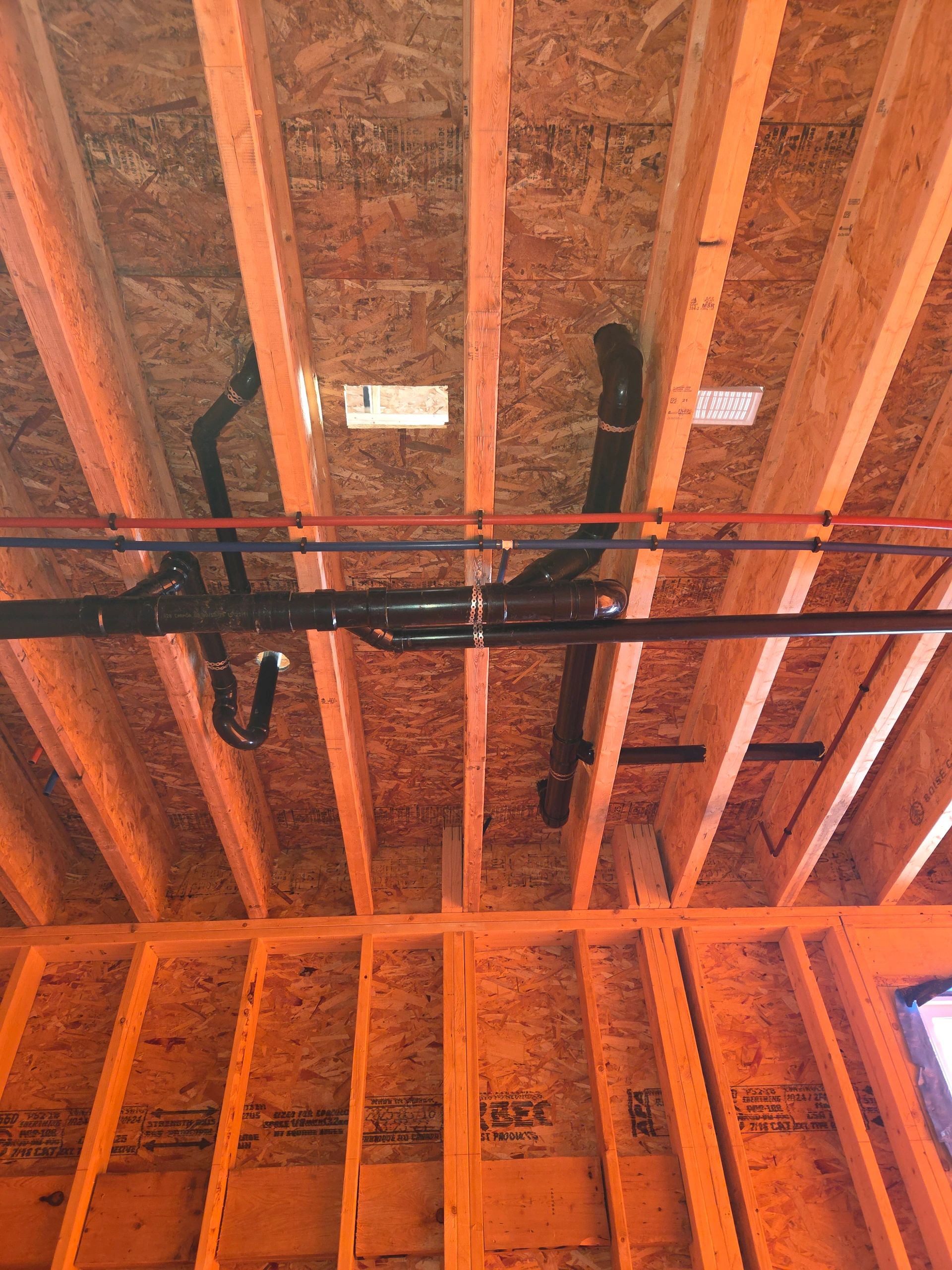 Drain and water-line rough-in inside new construction